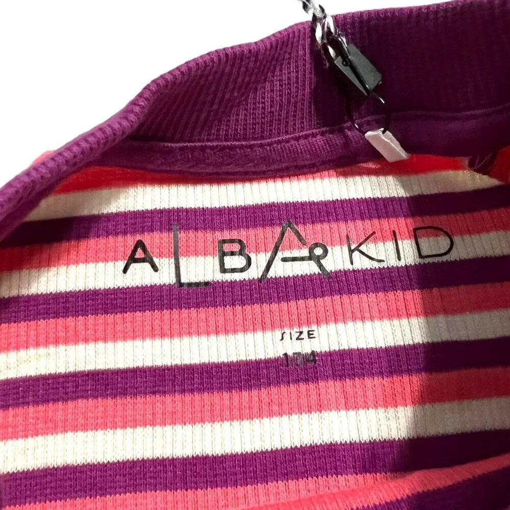 NEW Alba Of Denmark Sz 134 (9Y) Organic Striped Rib Everyday School Dress